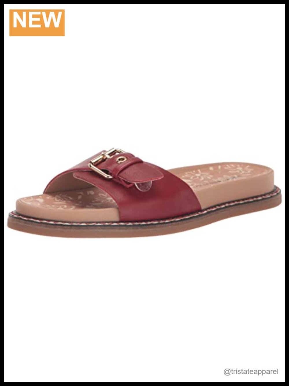 Leather Slip On Flat Sandal Ankle Strap Open Toe Casual Slide
